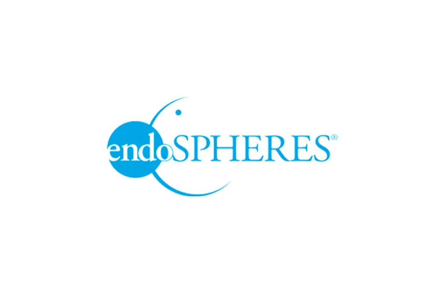 Official blue and white logo of the Endospheres Therapy system for non invasive body contouring and lymphatic drainage at the Miren Medic clinic.