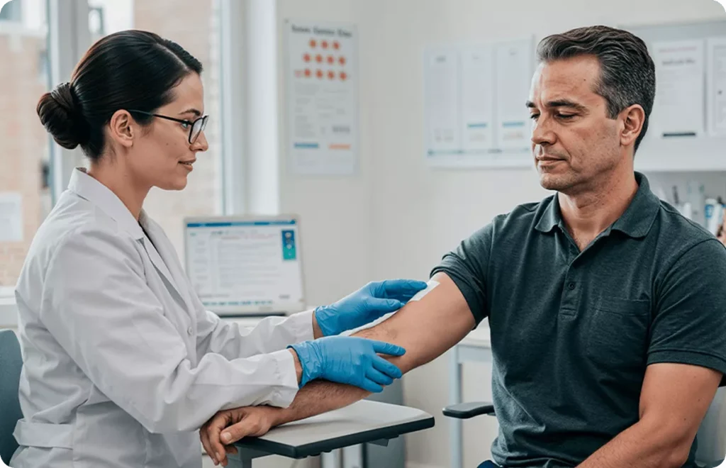 Stručno medicinsko osoblje poliklinike Mirenmedic vrši uzorkovanje u laboratoriji za precizne analize.